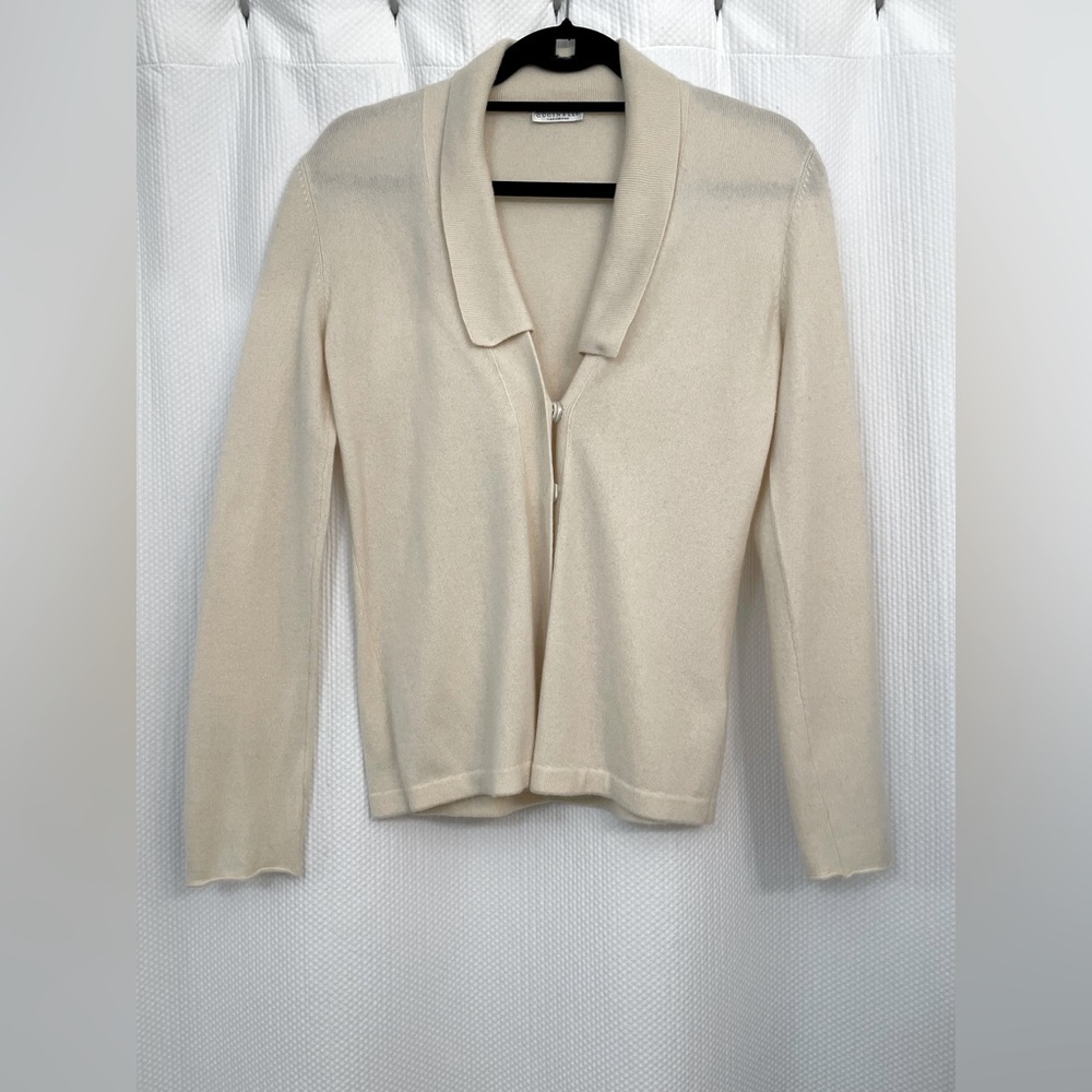 Brunello Cucinelli Cream Zip-Front Cashmere Cardigan